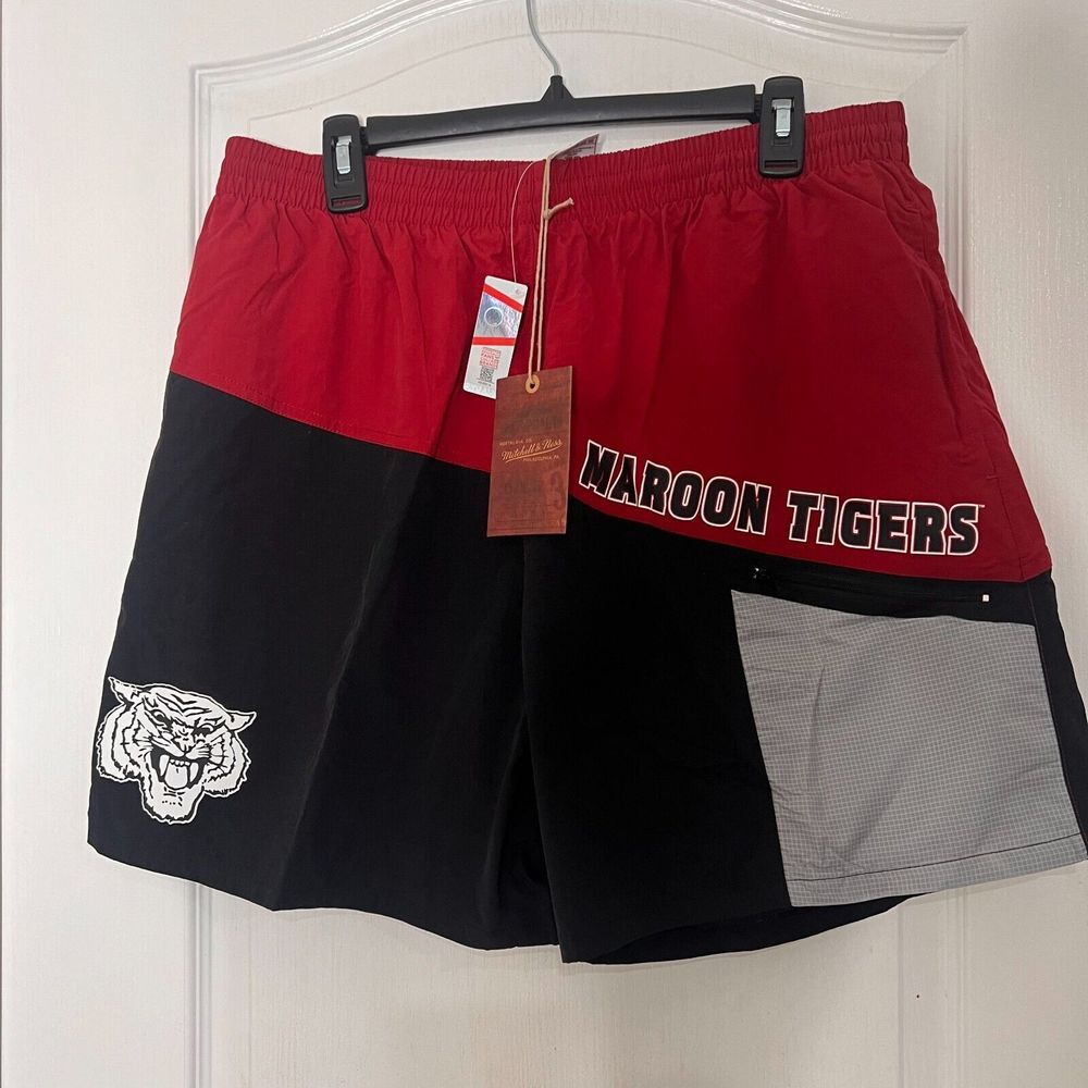 Mitchell & Ness Morehouse College Maroon Tigers‎ Shorts Red Black Size XL New